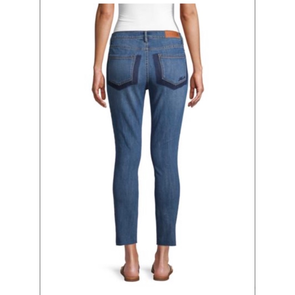 KARL LAGERFELD Paris Tuxedo Stripe Ankle Jeans, Raw Hems, Size 2